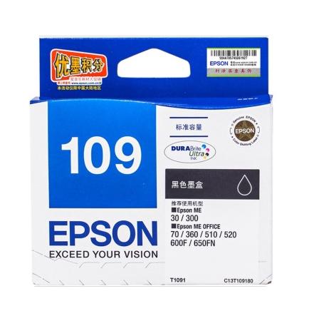 爱普生（Epson）T1091黑色墨盒 C13T109180（适用ME30/300/360/510/600F/650FN/700FW）