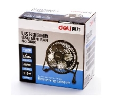 得力（deli）3680 USB迷你静音桌面型小风扇 黑色 1只/盒装